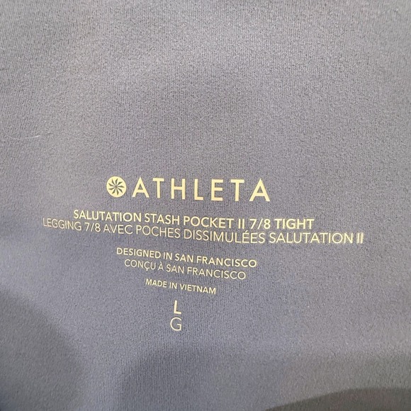 Athleta Salutation Stash Pocket II 7/8 Legging Blue Size L Tight Workout Pants - Picture 4 of 9